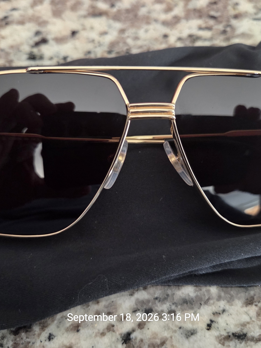 Cartier Gold Frame Aviator Sunglasses with Black Lenses - Men Accessories
